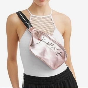Kendall & Kylie Pink Metallic Fanny Pack Waist Bag Sling Purse.